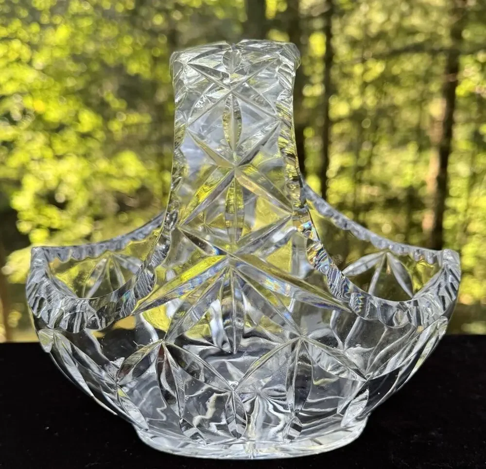 Irena Crystal Basket: Polish Hand-Cut • 24% Lead • Artisan Splendor -S1